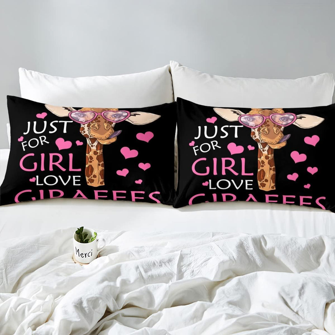 Giraffen-Bettwäsche-Set für Mädchen Geschenk 135 x 200 Bettbezug mit afrikanischen Safari-Tiern Mädc