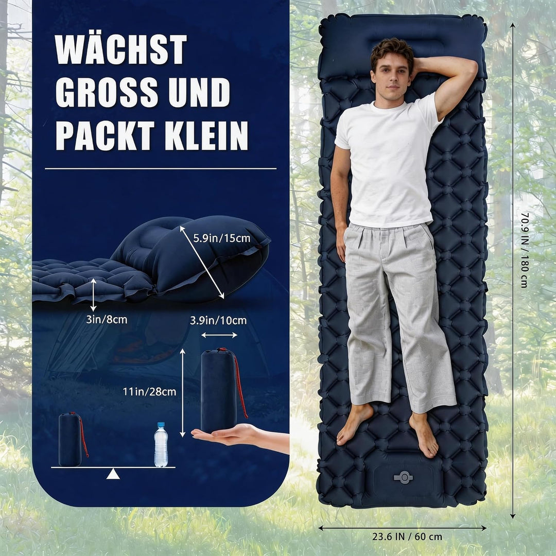 Isomatte Ultraleicht Luftmatratze für Camping – Ultraleichte Matratze mit Packsack Ideal für Trekkin