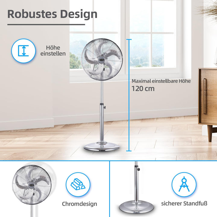 Be Cool Standventilator 40cm Super Silent BC40MSTF2205SS – Super Silent, Ø 40 cm, 50 Watt, stufenlos