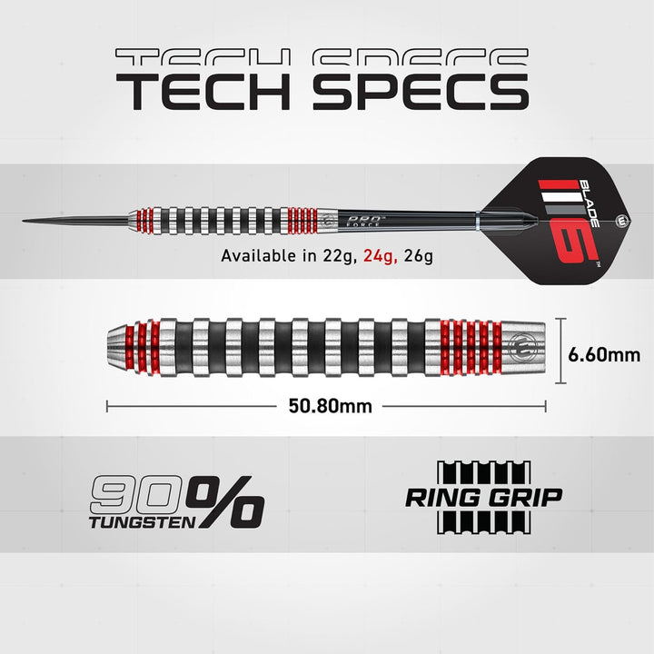 WINMAU Advance 500 Series Dartpfeile mit dartflüge und Dart stiele 24G Rot, 24G Rot