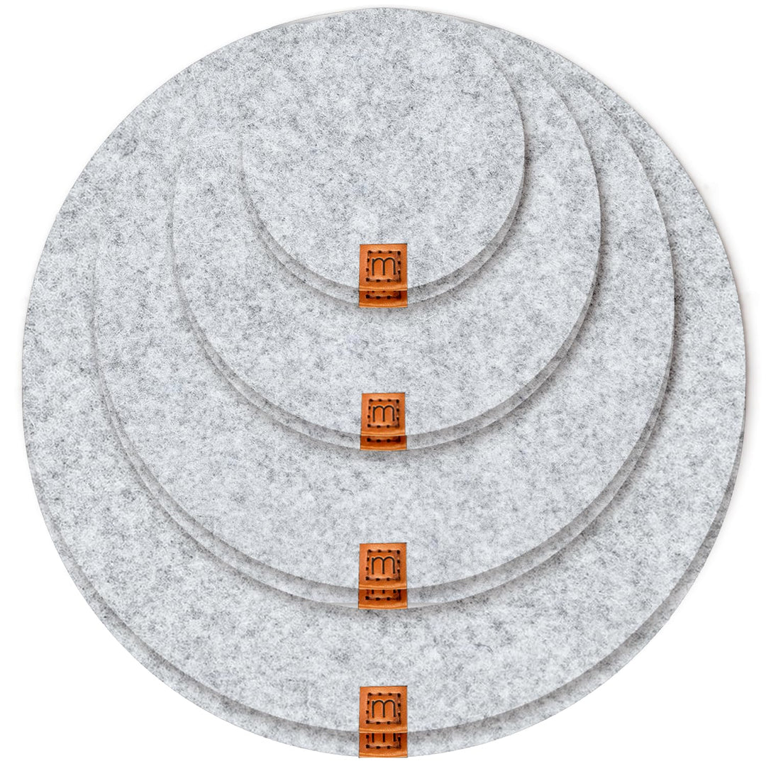 MIQIO® Design Filz Untersetzer rund für Vasen BZW Getränkeuntersetzer - 8er Set - 10 cm/ 15cm / 20 c