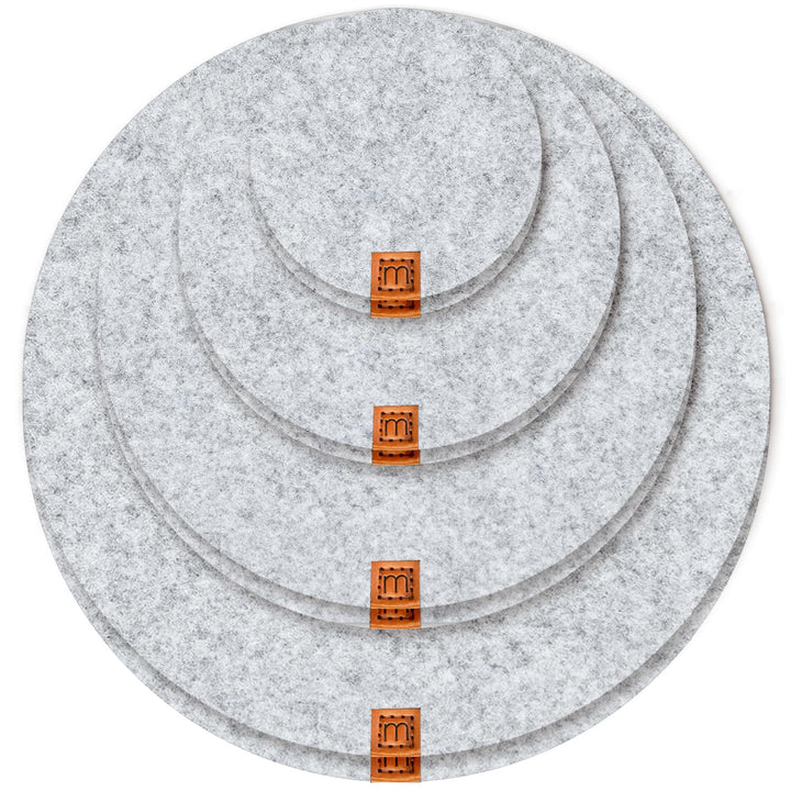MIQIO® Design Filz Untersetzer rund für Vasen BZW Getränkeuntersetzer - 8er Set - 10 cm/ 15cm / 20 c