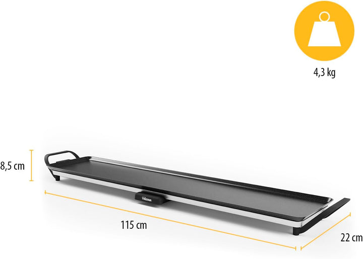 Tristar Tischgrill slim XXL - extra grossen Backfläche von 100 x 22 cm - Einstellbarer Thermostat -