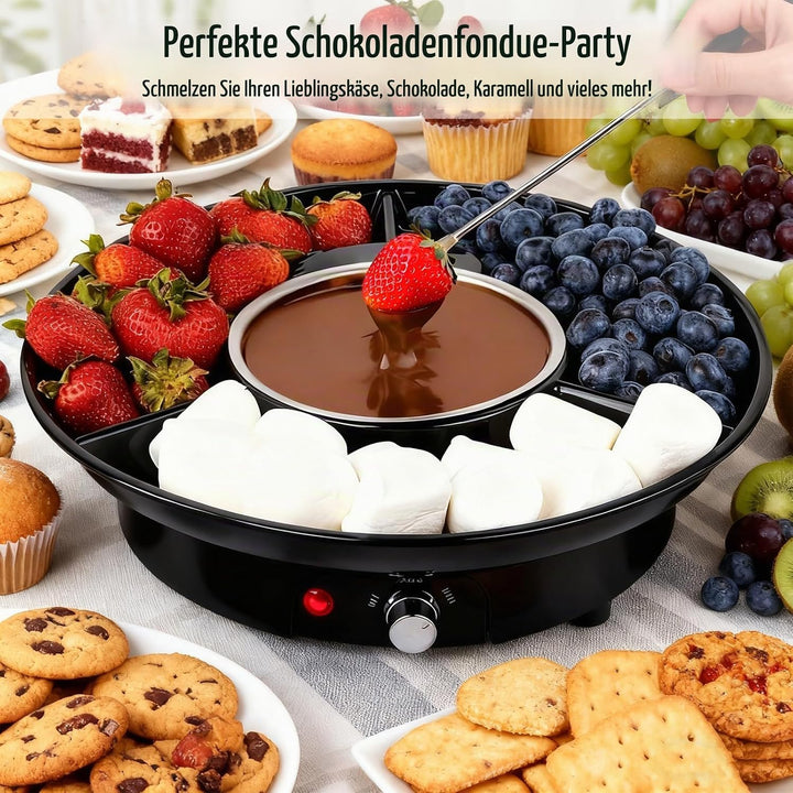 Elektrisches Schokoladen Fondue Set, 280ml Schokoladen Pot mit 2 Temperaturstufen, abnehmbarem Alumi