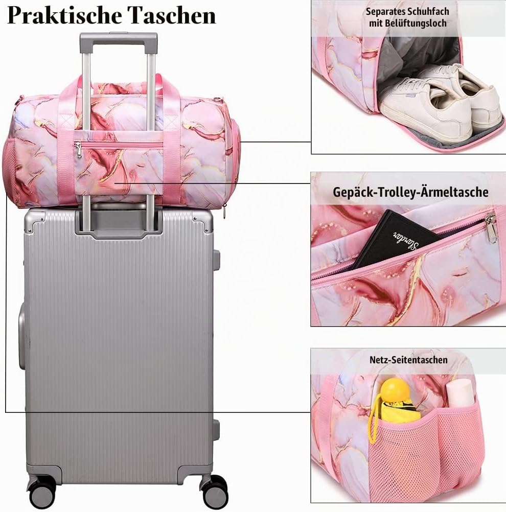 Mädchen Sporttasche Reisetasche Kinder Mädchen Tanztasche Reisetasche Trainingstasche Damen Sporttas