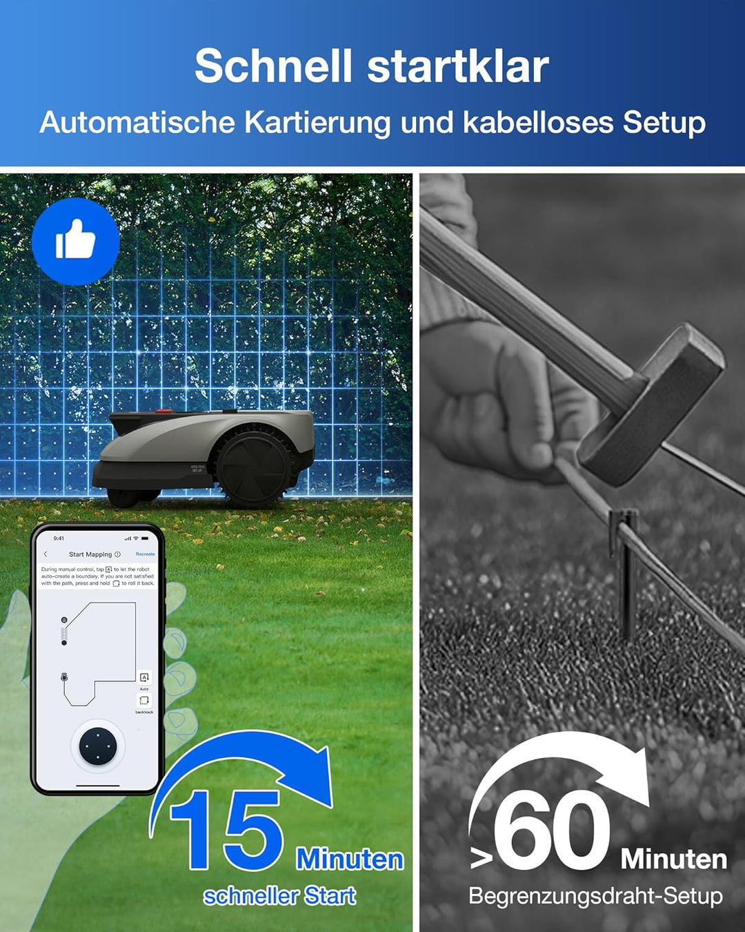 ECOVACS Goat O600 Mähroboter Ohne Begrenzungskabel, 600 m², RTK+Vision-Navigation, Rasenmähroboter,