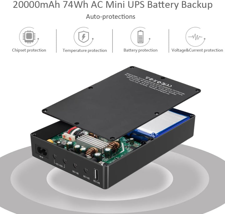 Shanqiu Mini UPS Unterbrechungsfreie Stromversorgung für Router, Modem, Kamera mit Eingang AC Ausgan