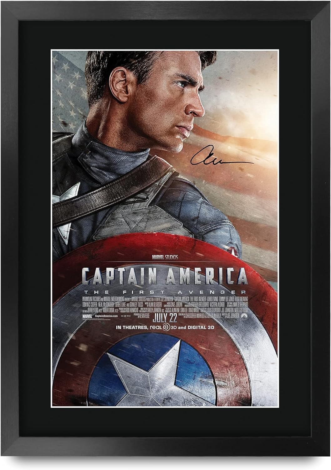 HWC Trading Captain America A3 Gerahmte Signiert Gedruckt Autogramme Bild Druck-Fotoanzeige Geschenk