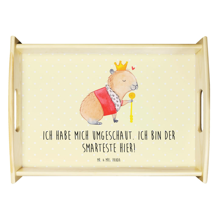 Mr. & Mrs. Panda Tablett Capybara König - Geschenk, Deko, Sofa, Lustige Sprüche, Holztablett, Servie