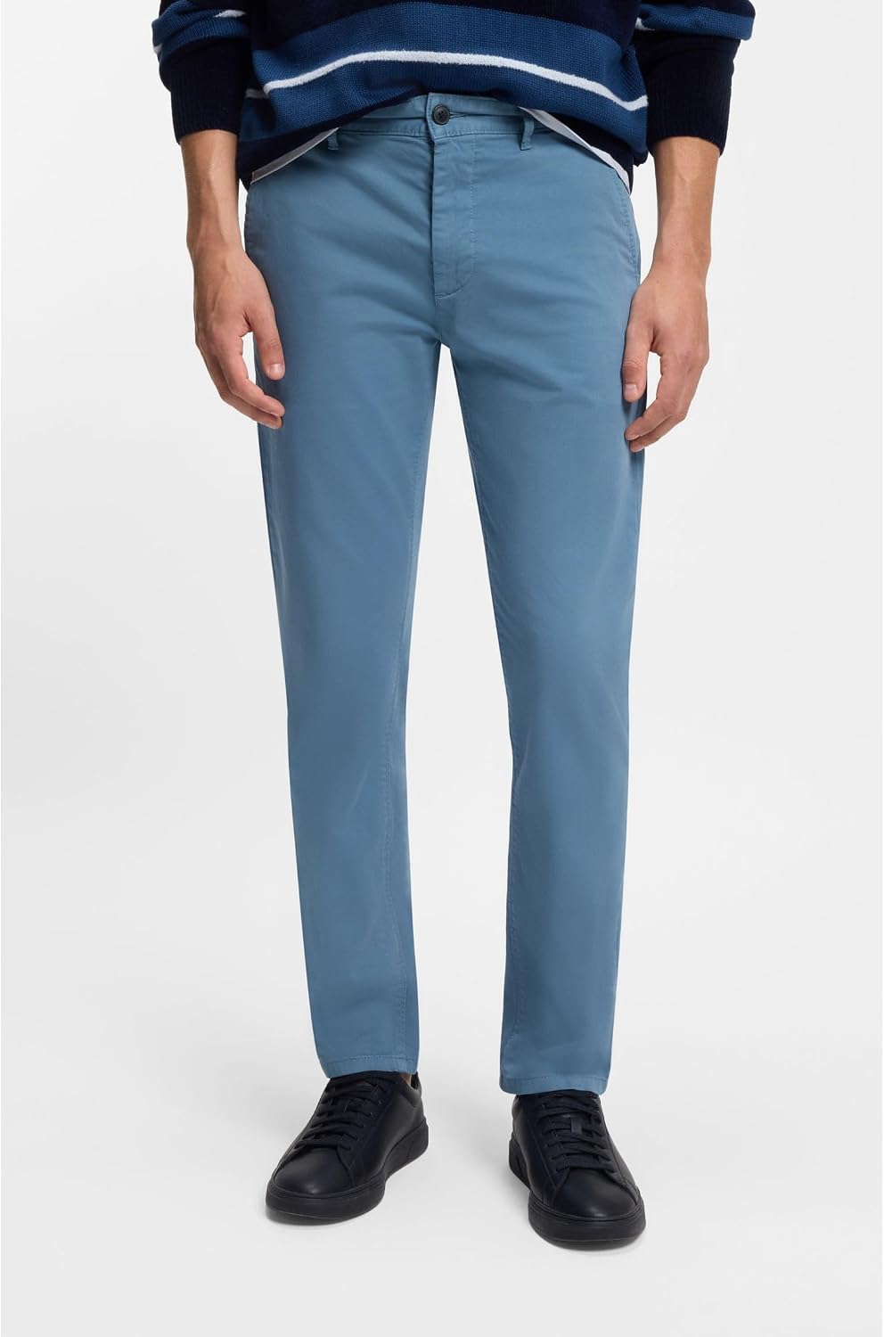 BOSS Herren Chino Slim Slim-Fit Chino aus elastischem Baumwoll-Satin 29W / 32L Open Blue472, 29W / 3