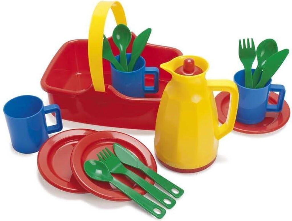 Dantoy Plastic Picnic Set for 3, Role Play Toys for Kids with 18 Pieces, Made in Denmark
