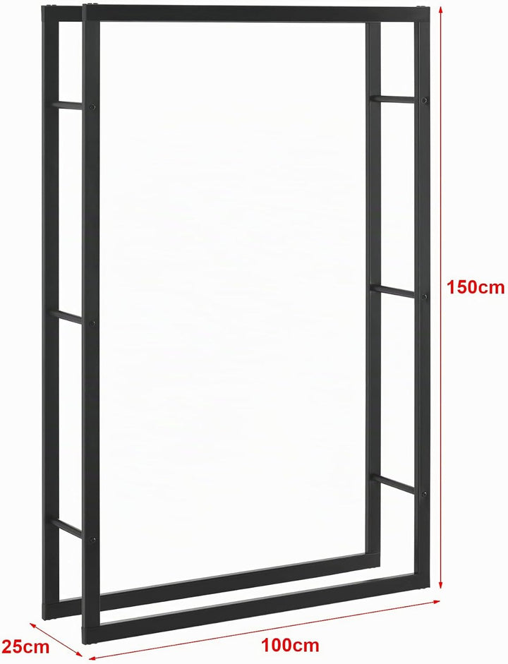 [en.casa] Kaminholzregal Täby Brennholzregal innen aussen Metall 100 x 25 x 150 cm Holzunterstand St