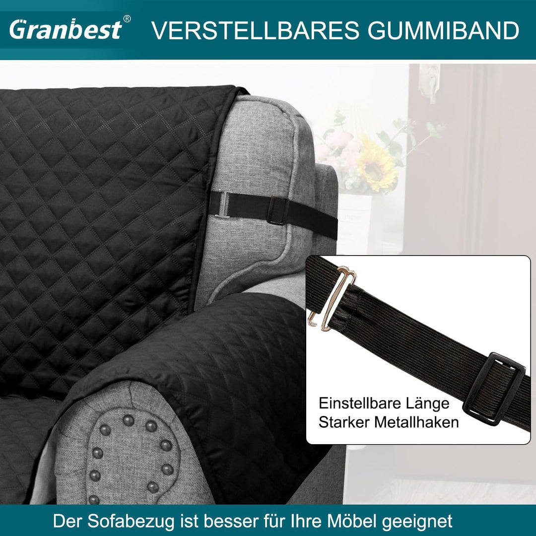 Granbest wasserdichte Sofabezug 3 Sitzer rutschfeste Couchbezug mit Elastischen Riemen, Waschbare So