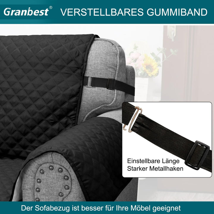 Granbest wasserdichte Sofabezug 3 Sitzer rutschfeste Couchbezug mit Elastischen Riemen, Waschbare So