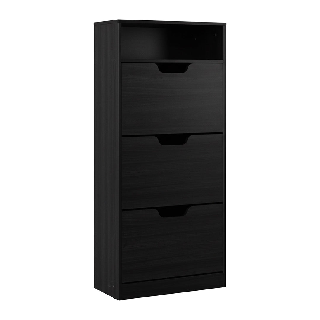 Relaxdays Schuhschrank mit Ablage, HBT 140x60x24 cm, für 14 Paar, 3 Klappen, Flur, schmaler Schuhkip