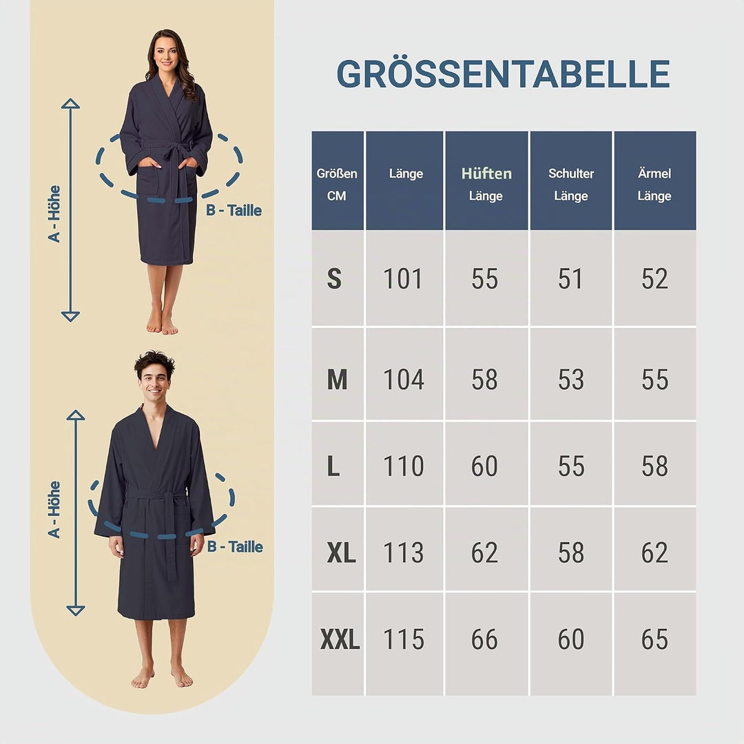 Dorian Home Bademantel aus Mikrofaser für Damen und Herren, Unisex, mit praktischen Taschen und Kapu