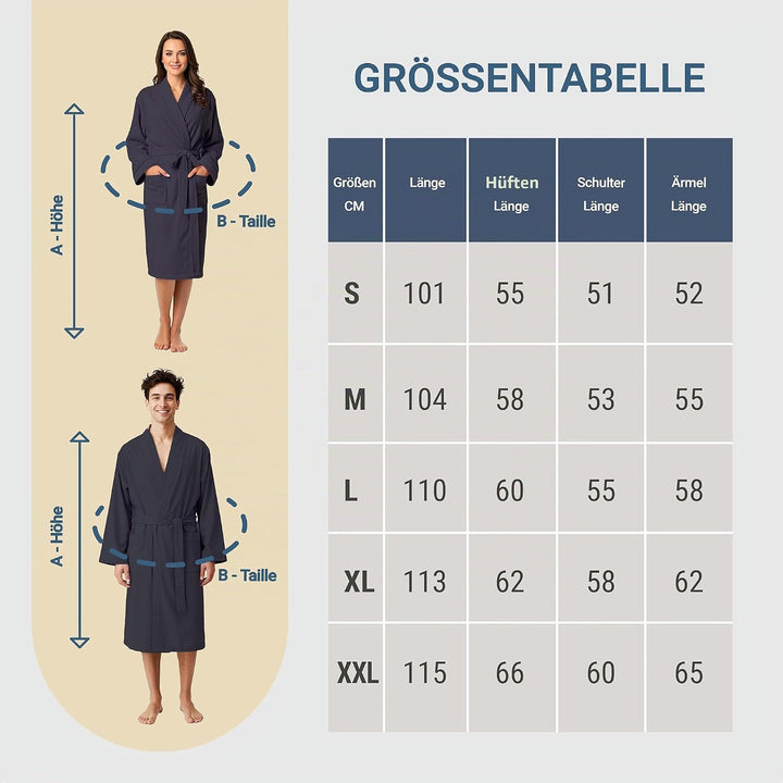 Dorian Home Bademantel aus Mikrofaser für Damen und Herren, Unisex, mit praktischen Taschen und Kapu