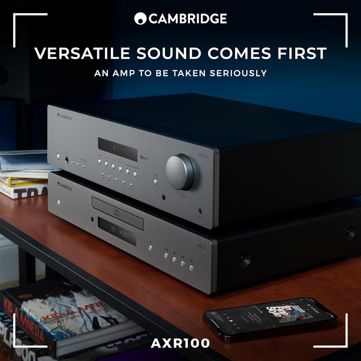 Cambridge Audio AXR100 – 100-Watt-Stereo-Verstärker mit eingebautem Phono-Vorverstärker, Bluetooth u