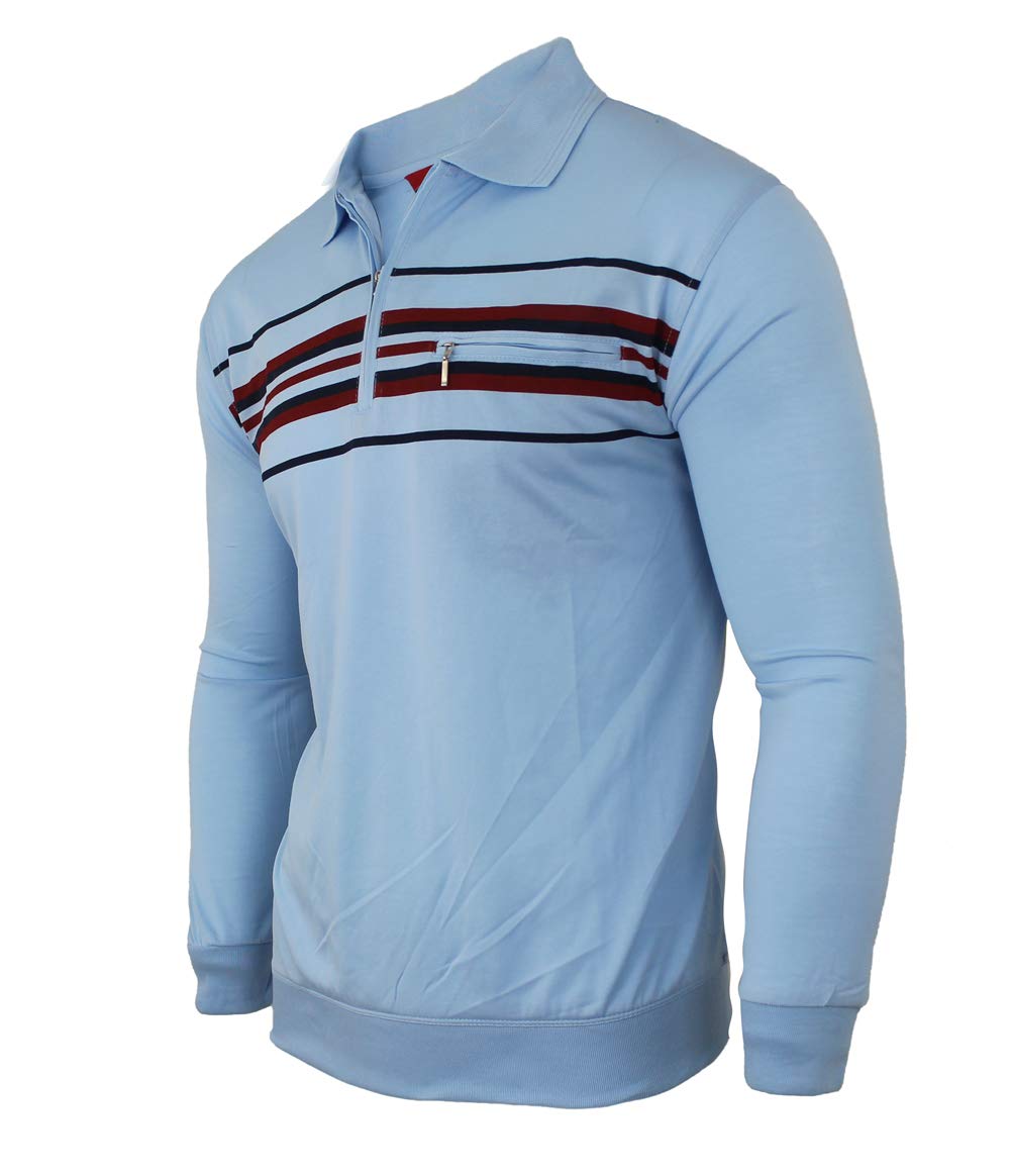 Soltice Herren Langarm Poloshirt, Kariert Kragen Polohemd mit Brusttasche, Blousonshirt aus Baumwoll
