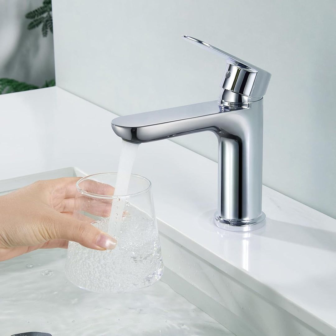 CECIPA Wasserhahn Bad Bleifrei, Waschtischarmatur mit Auslauf Höhe 10cm | Hochdruck Waschbecken Arma
