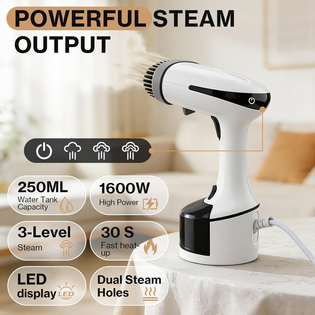 Cadrim Steamer Dampfglätter 1600W, 250ml Wassertank Tragbarer Dampfbügler mit 3 Dampfstufen, Steamer