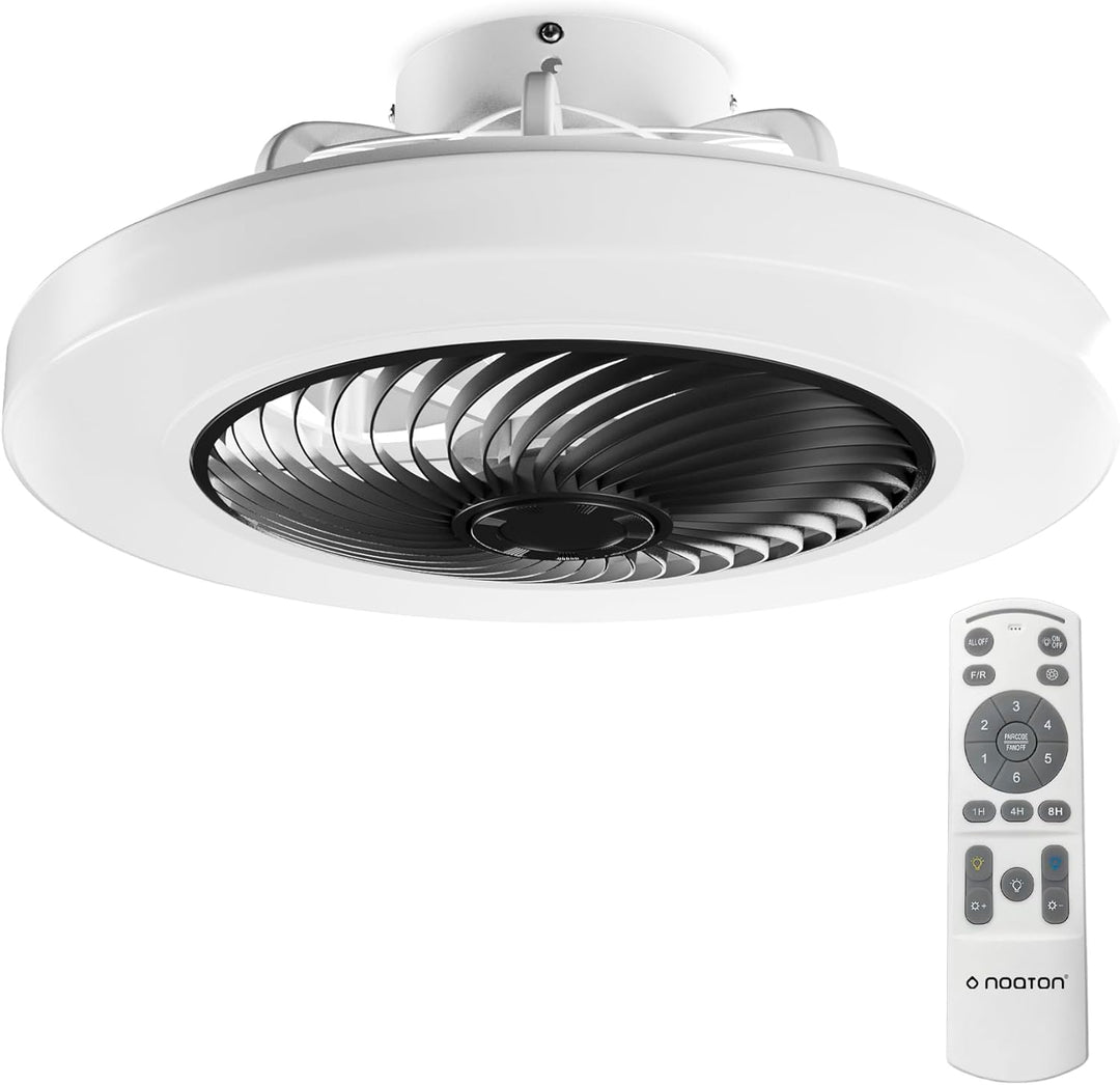 Noaton Deckenventilator mit Beleuchtung 12050B Triton, Schwarz, LED Dimmbar, 3 Farbtemperaturen, Fer
