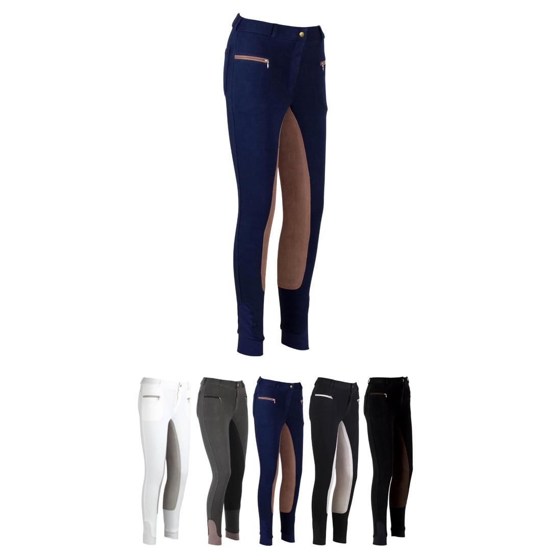 RL24 Damen Reithose Vollbesatz Flex BASICLINE 52 Dunkelblau/Hellbraun, 52 Dunkelblau/Hellbraun