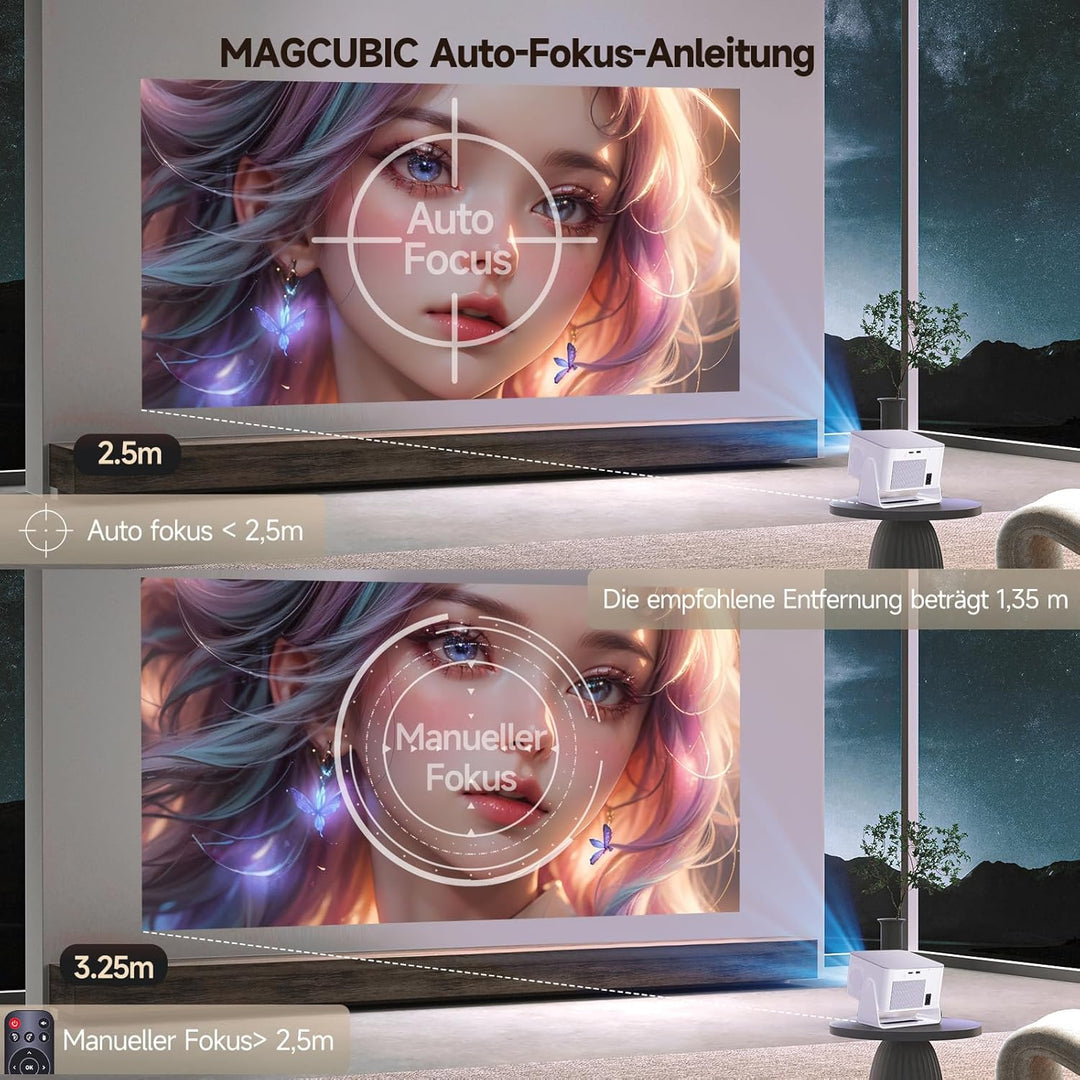 Magcubic Mini Beamer 4K & 8K 1080P Unterstützt, Projektor Tragbarer mit Android 14 WiFi 6 Bluetooth