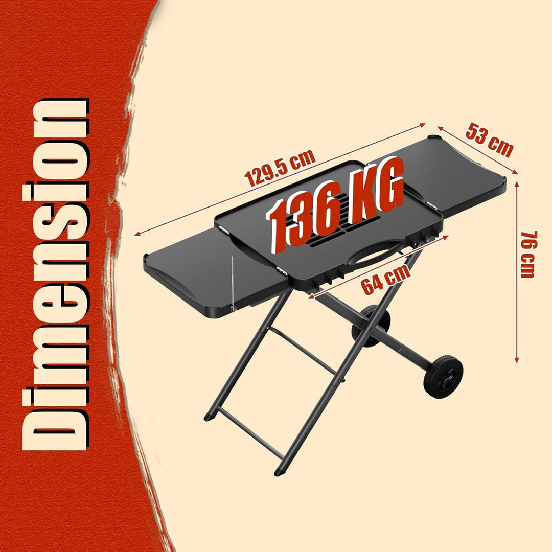 Denmay Grilltischwagen für Weber Q100 Q200 Q300 Serie, Enders Urban, Nexgrill, Ninja Woodfire Grill,