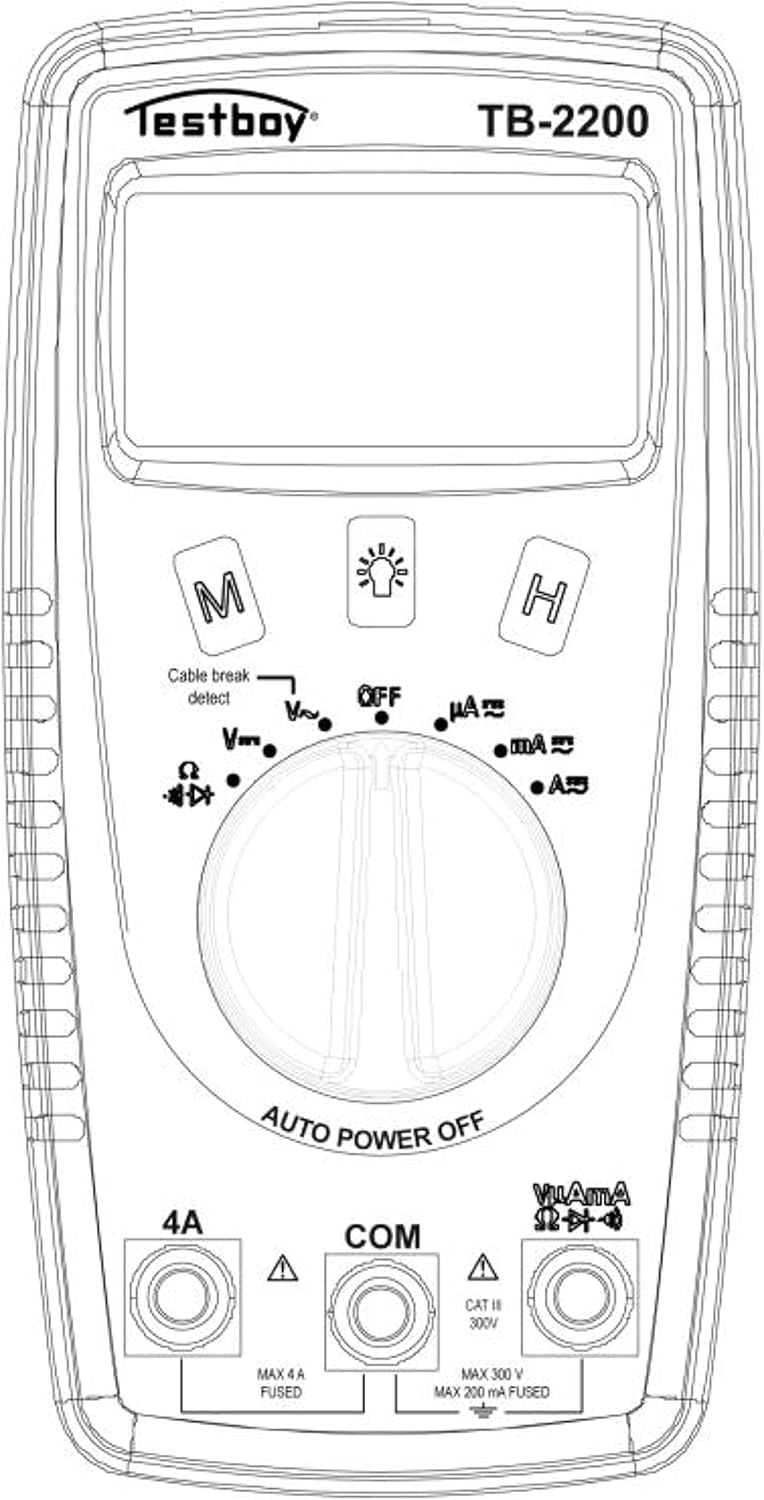 Testboy 2200 Digital-Multimeter mit Kabelbruchdetektor und Ionisationstrommessung (weisse Hochleistu