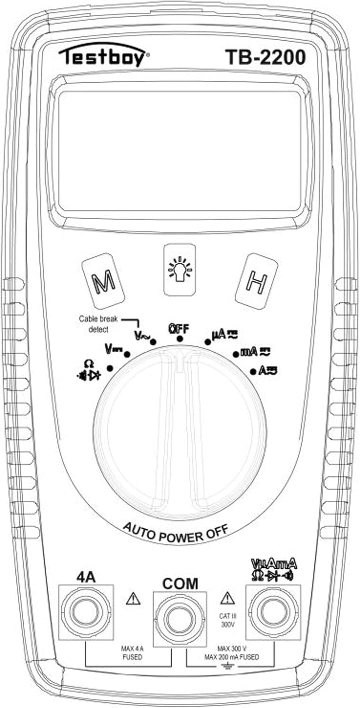 Testboy 2200 Digital-Multimeter mit Kabelbruchdetektor und Ionisationstrommessung (weisse Hochleistu