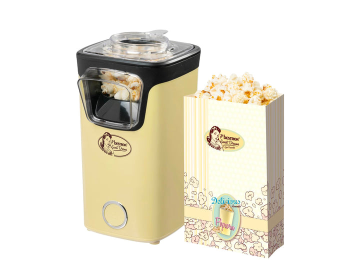 Bestron Popcornmaker, Turbo-Popcorn in unter 2 Minuten, Popcornmaschine mit Heisslufttechnologie, in