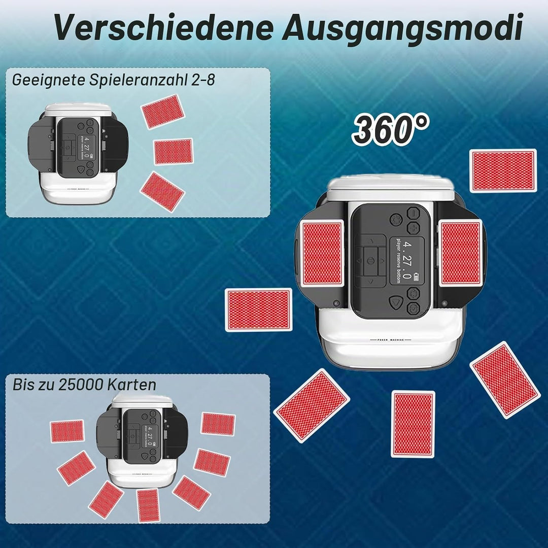 Automatischer Kartenmischer, Kartenmischmaschine Elektrische um 360 Grad Drehen Lässt für 1-8 Spiele