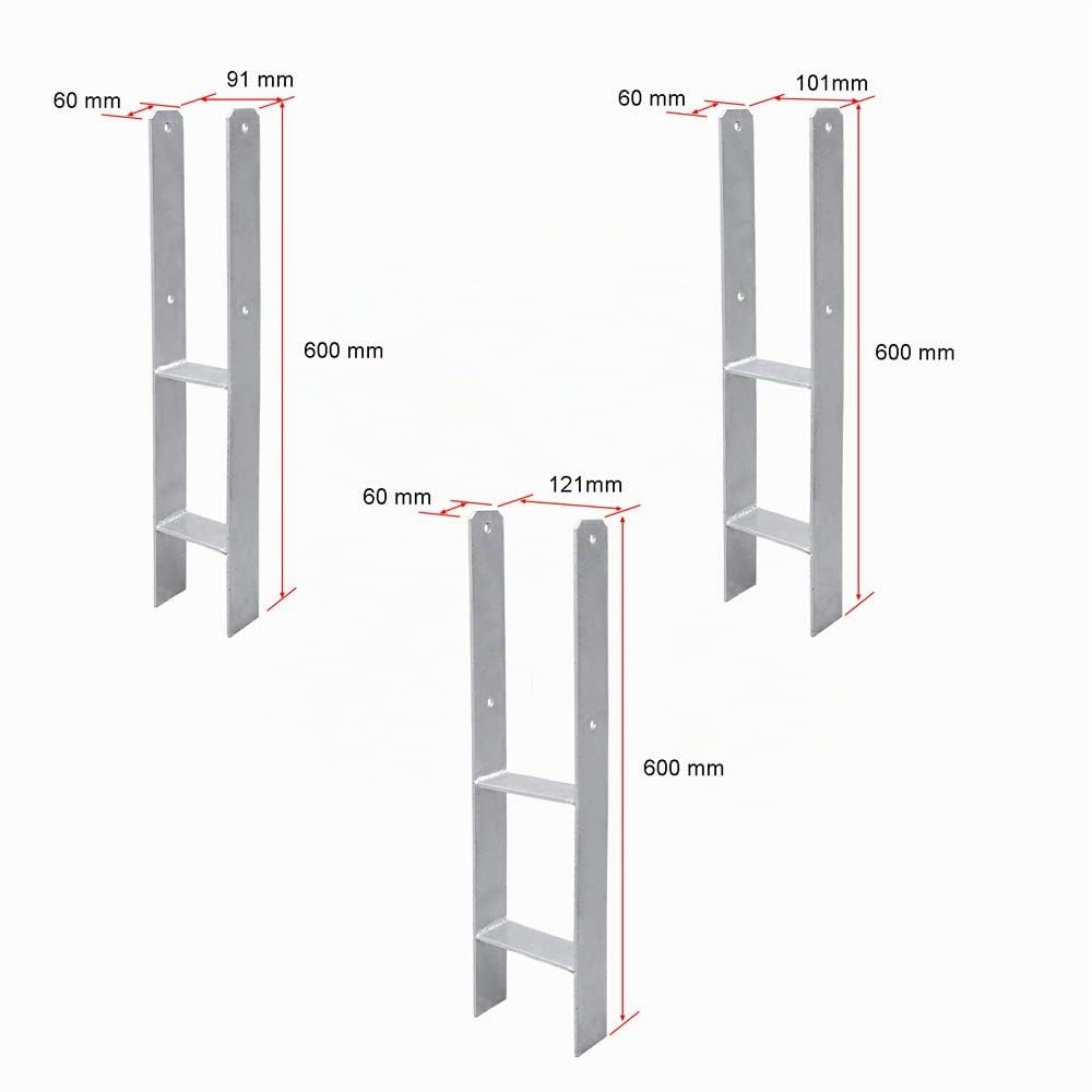 Herrselsam H-Anker Pfostenträger 600mm Länge, Materialstärke 4.7mm für stabile Holzkonstruktionen(6