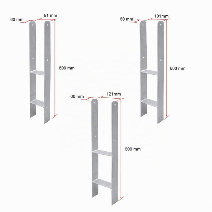 Herrselsam H-Anker Pfostenträger 600mm Länge, Materialstärke 4.7mm für stabile Holzkonstruktionen(6