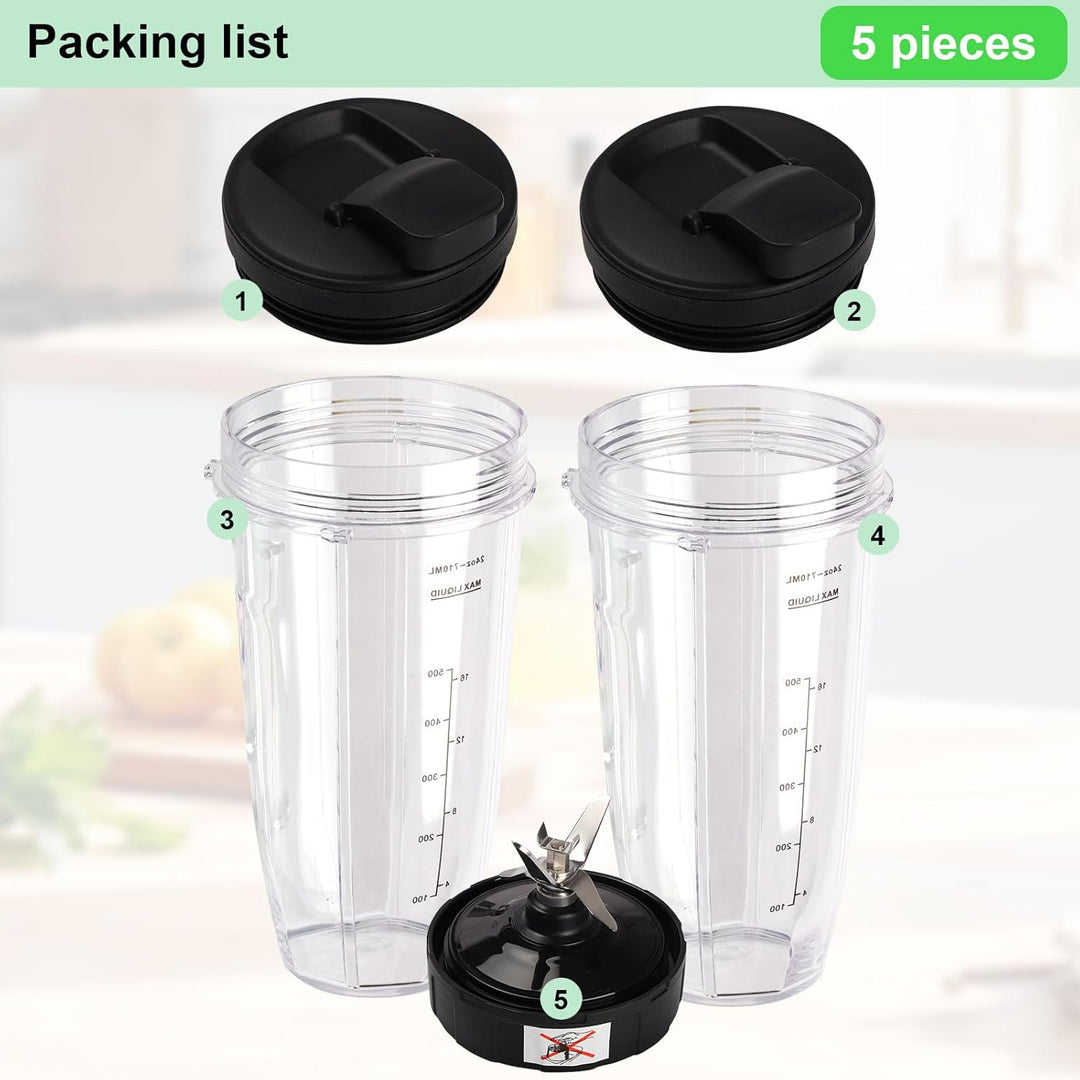 Mixer Ersatzteile für Ninja,2 Stück Blender Becher mit Herausnehmbarem Deckel,7 Flossen-Extraktor-Kl