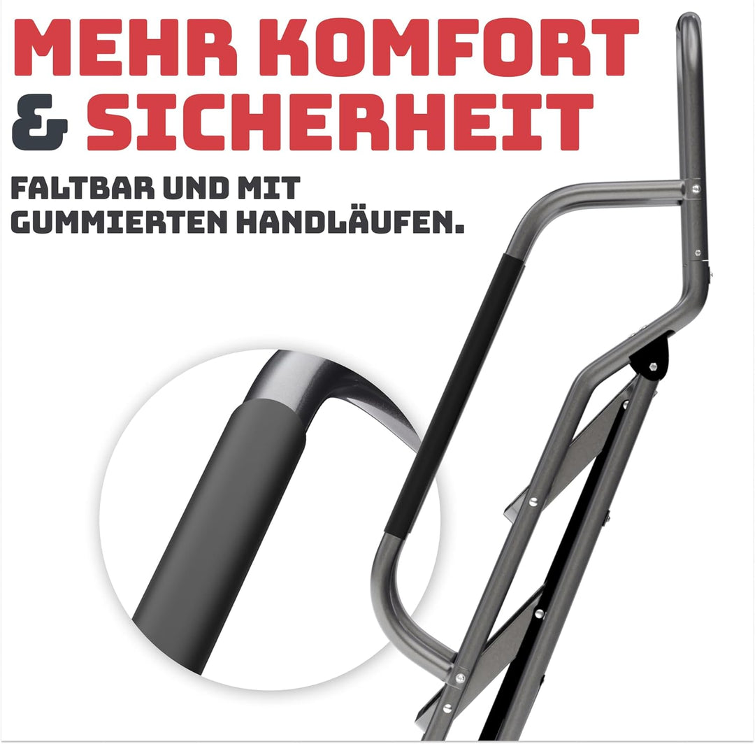 Sicherheitsleiter 4 Stufen Klappbar I TÜV Rheinland Zertifiziert I Belastbar bis 150kg I Anti-Rutsch