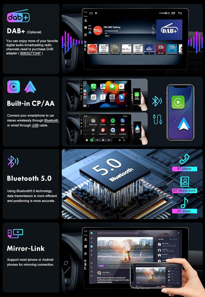 Android 15 - [8G+256G, 8-Core] - IPS Autoradio für Ford Mustang (2015-2020) - Kabellos CarPlay/Andro