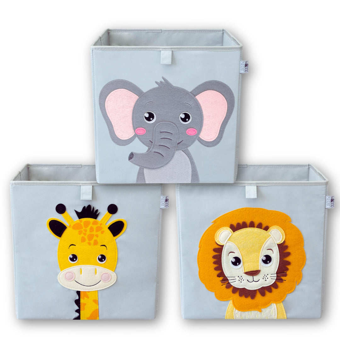 wonneklein Aufbewahrungsbox Kinder - 33x33x33 cm - Spielzeugkiste mit Tiermotiv - Ordnungsbox für Ka