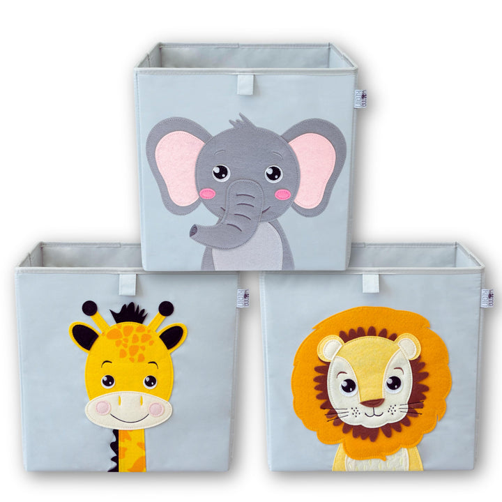 wonneklein Aufbewahrungsbox Kinder - 33x33x33 cm - Spielzeugkiste mit Tiermotiv - Ordnungsbox für Ka