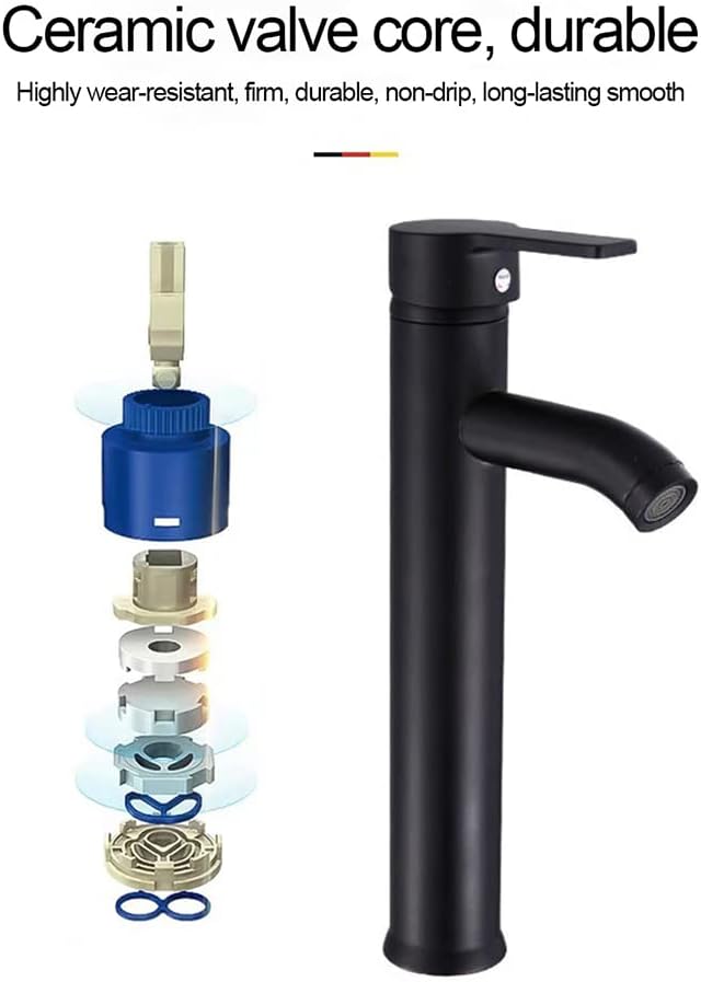 NEWFUN Schwarze Waschtischarmatur, Badarmatur, Hochwertiger Wasserhahn Badezimmer, verschleissfest,