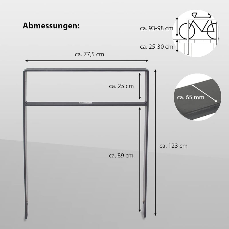 2er Set Fahrrad Anlehnbügel zum Einbetonieren aus Flachstahl mit Knierohr