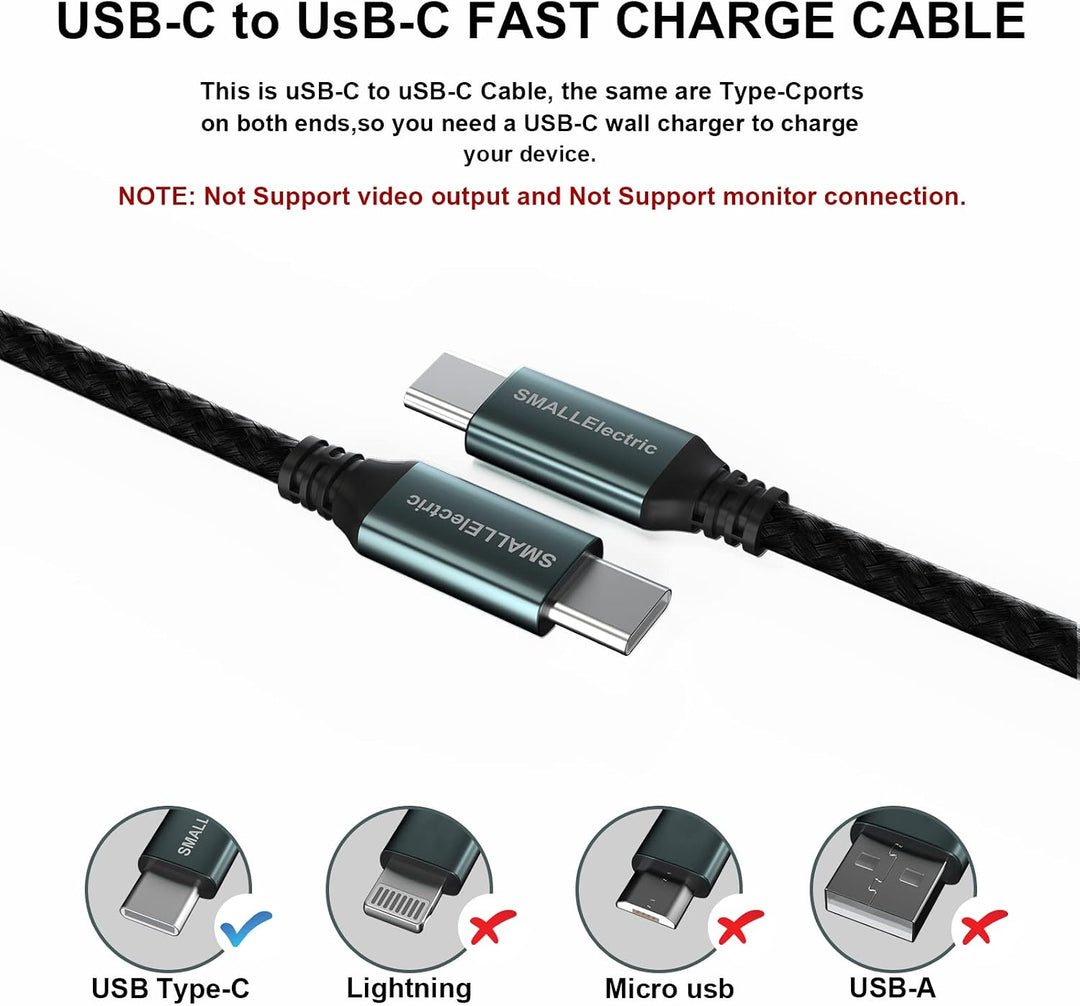 USB C auf USB C Kabel 60 W, 5 Stück, 1.8 m langes Schnellladegerät Typ C auf Typ C Ladekabel für Sam