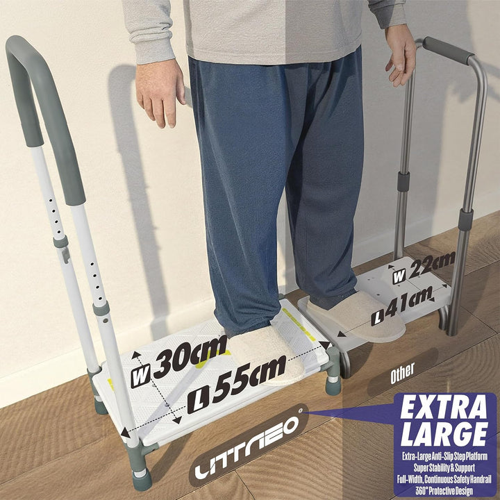 Tritthocker 55cm Trittfläche–Armlehnen höhenverstellbar,bis 225 kg,Nachtleuchtstreifen,rutschfest–Fü