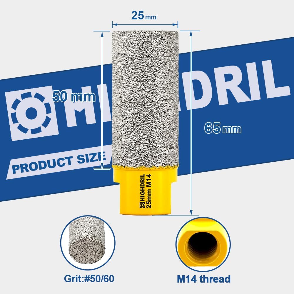 Diamant Fingerfräser Durchmesser,HIGHDRIL 2 Stück 25mm M14 Gewinde Vergrösserung Vorhandener Löcher