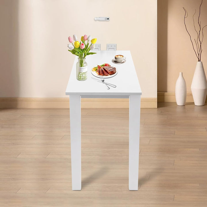 Wandmontierter Klapptisch mit Beinen, Klappbarer Esstisch aus Holz, Faltbarer Wandtisch für Kleine R