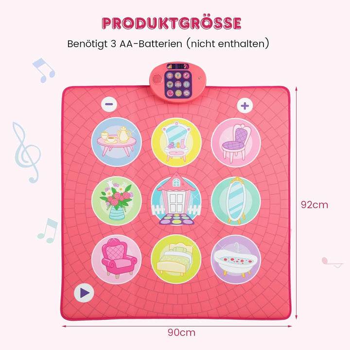 COSTWAY Tanzmatte Kinder, Musikmatte mit 5 Herausforderung Modi & 9 Klavierklängen & 9 Demo, Geburts