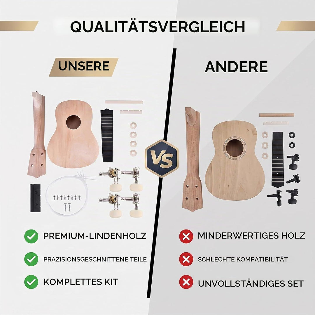 21 Zoll Ukulele DIY Kit, 4 Saiten Sopran Ukulele Set Kindergitarre, Für Kinder Erwachsene Anfänger A