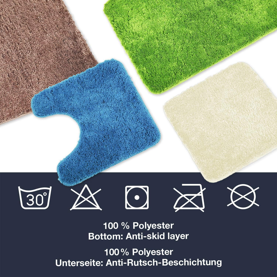 WohnDirect Badematten Set - WC Vorleger (45x45cm), Badematte (50x80cm) - rutschfest waschbar Badezim