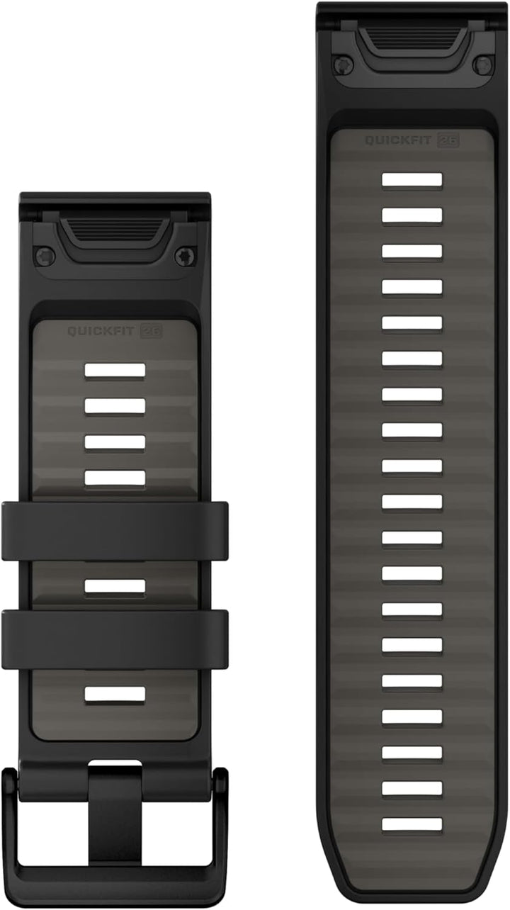 Garmin QuickFit, Silikonband, 26 mm, Schwarz/Kieselgrau Schwarz/Kieselgrau 26 mm Einfarbig, Schwarz/
